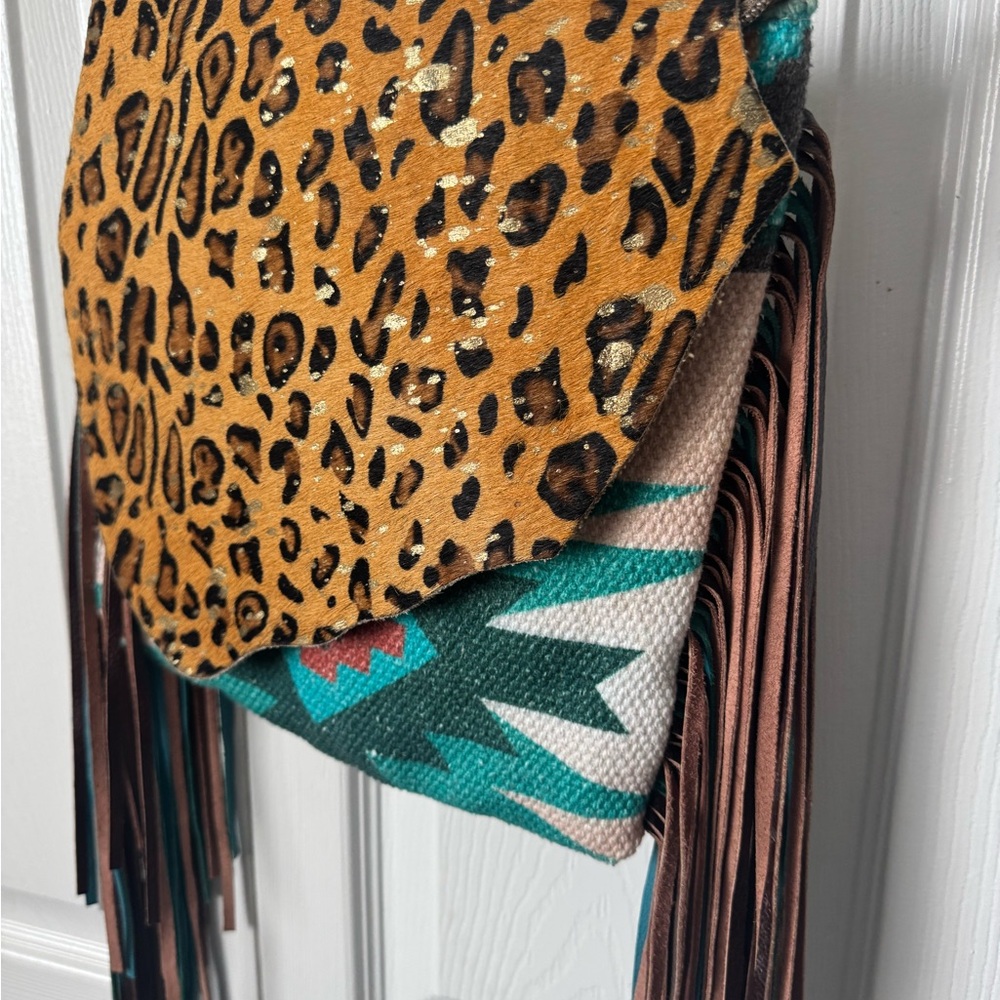 Myra Leopard Print & Fringe Bag